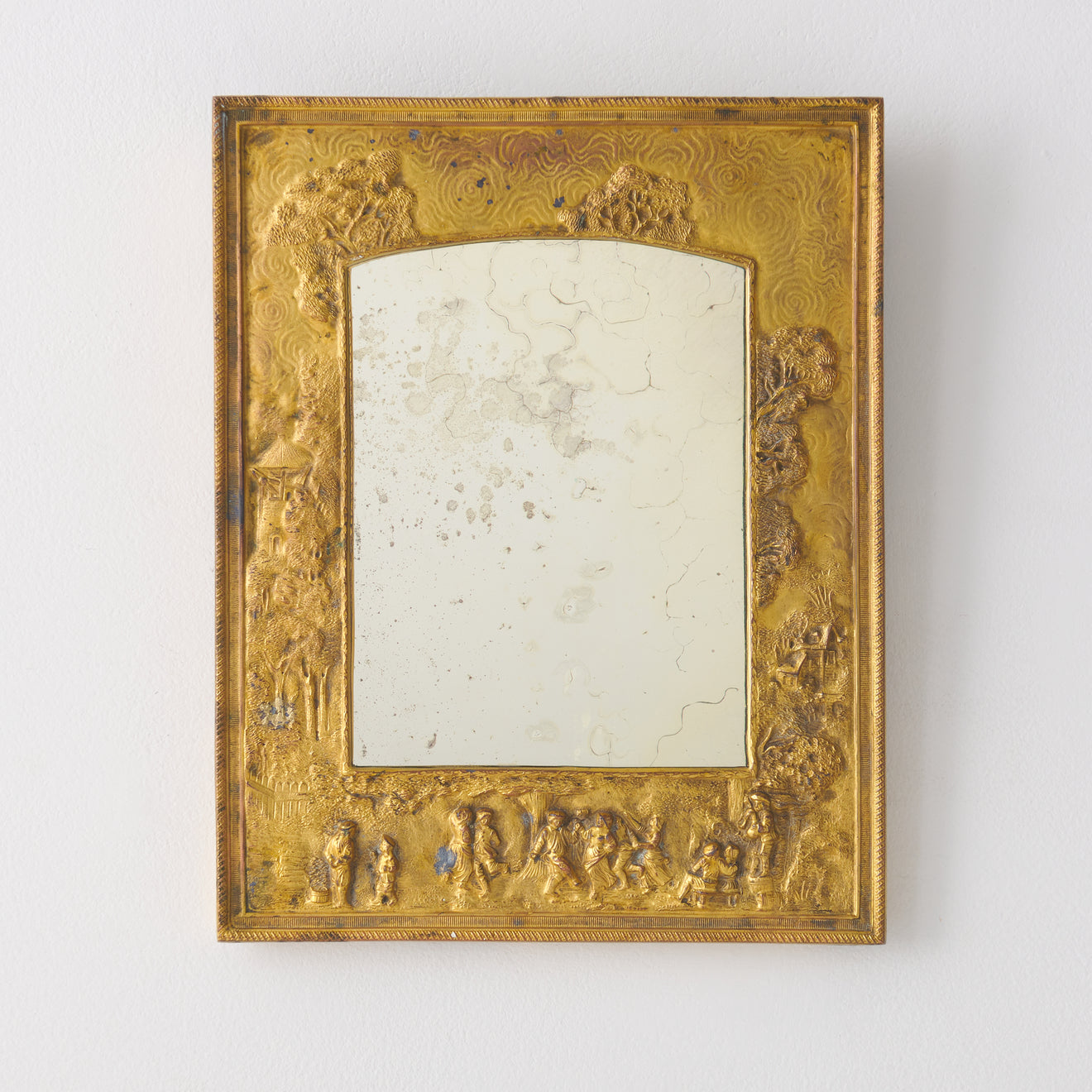 GILDED BRONZE WALL MIRROR WITH VINTAGE MIRROR